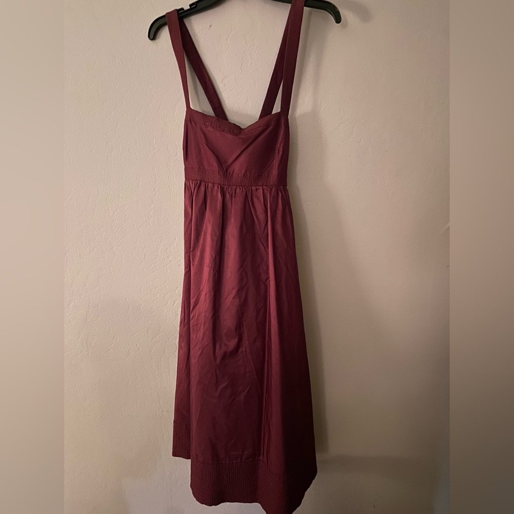 Babydoll wine red silk taffeta dress with pockets